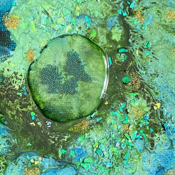 Sea Song Cove - Original Art Handmade Blue Green Mixed Media Artwork by Tristina - Picture 8 of 10